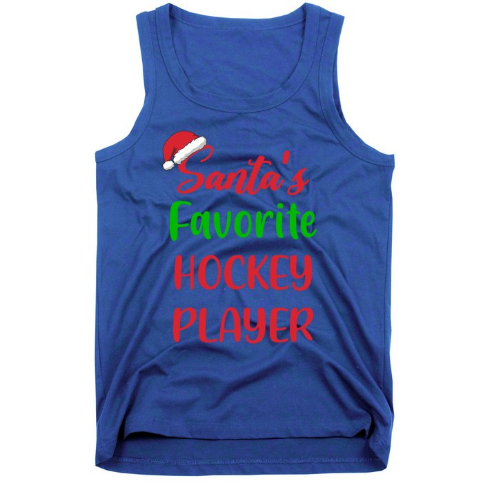 Santas Favorite Hockey Player Funny Hockey Christmas Gift Tank Top