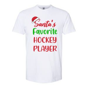 Santas Favorite Hockey Player Funny Hockey Christmas Gift Softstyle CVC T-Shirt