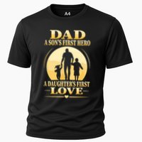 Sons First Hero Daughters First Love Is Dad Fathers Day Cooling Performance Crew T-Shirt