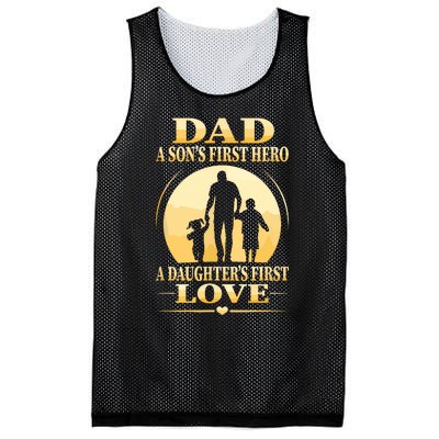 Sons First Hero Daughters First Love Is Dad Fathers Day Mesh Reversible Basketball Jersey Tank