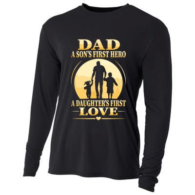 Sons First Hero Daughters First Love Is Dad Fathers Day Cooling Performance Long Sleeve Crew