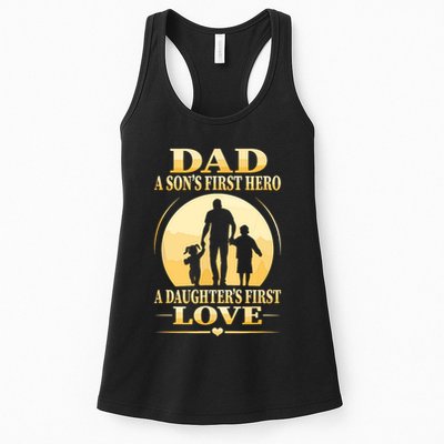 Sons First Hero Daughters First Love Is Dad Fathers Day Womens Tank Top