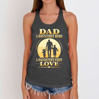 Sons First Hero Daughters First Love Is Dad Fathers Day Women's Knotted Racerback Tank