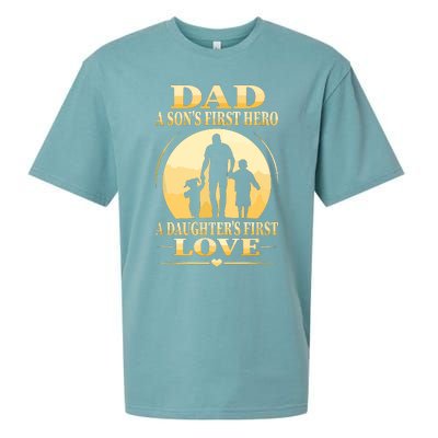 Sons First Hero Daughters First Love Is Dad Fathers Day Sueded Cloud Jersey T-Shirt