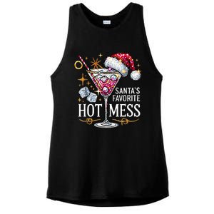 SantaS Favorite Hot Mess Christmas Holiday Margarita Drink Ladies PosiCharge Tri-Blend Wicking Tank