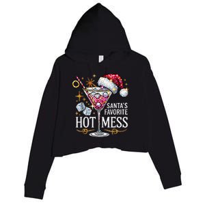 SantaS Favorite Hot Mess Christmas Holiday Margarita Drink Crop Fleece Hoodie