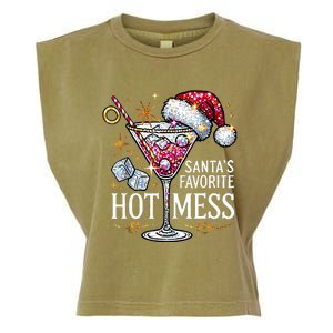 SantaS Favorite Hot Mess Christmas Holiday Margarita Drink Garment-Dyed Women's Muscle Tee