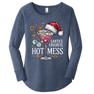 SantaS Favorite Hot Mess Christmas Holiday Margarita Drink Women's Perfect Tri Tunic Long Sleeve Shirt