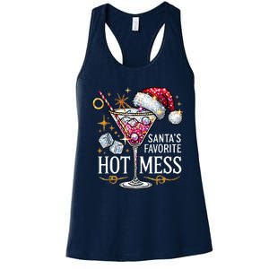 SantaS Favorite Hot Mess Christmas Holiday Margarita Drink Women's Racerback Tank