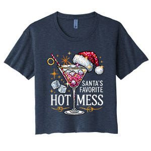 SantaS Favorite Hot Mess Christmas Holiday Margarita Drink Women's Crop Top Tee