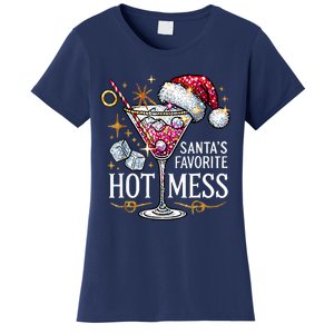 SantaS Favorite Hot Mess Christmas Holiday Margarita Drink Women's T-Shirt