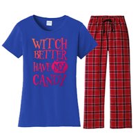 Simple Funny Halloween Witch Better Have My Candy Graphic Gift Women's Flannel Pajama Set