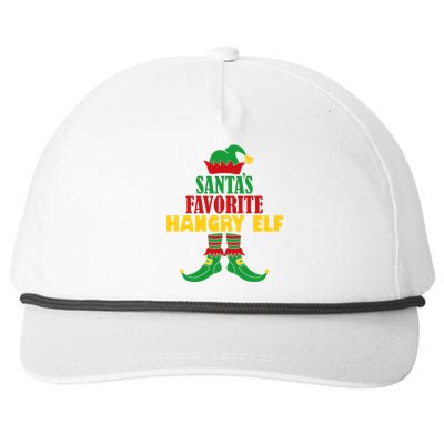 Santas Favorite Hangry Elf Christmas Matching Holiday Funny Gift Snapback Five-Panel Rope Hat