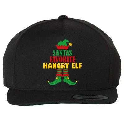 Santas Favorite Hangry Elf Christmas Matching Holiday Funny Gift Wool Snapback Cap