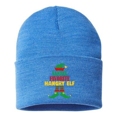 Santas Favorite Hangry Elf Christmas Matching Holiday Funny Gift Sustainable Knit Beanie