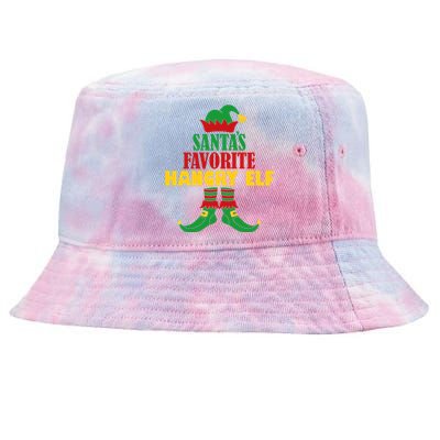 Santas Favorite Hangry Elf Christmas Matching Holiday Funny Gift Tie-Dyed Bucket Hat