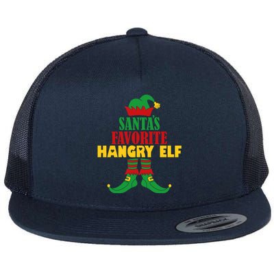 Santas Favorite Hangry Elf Christmas Matching Holiday Funny Gift Flat Bill Trucker Hat