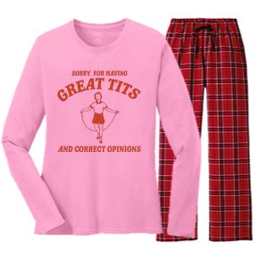 Sorry For Having Great Tits And Correct Opinions Women's Long Sleeve Flannel Pajama Set 