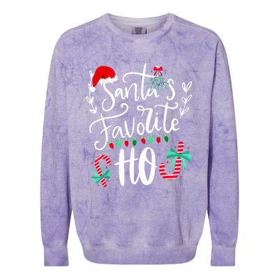 Santas Favorite Ho Funny Christmas Santa Hat Xmas Pajamas  Colorblast Crewneck Sweatshirt