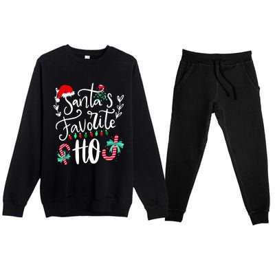 Santas Favorite Ho Funny Christmas Santa Hat Xmas Pajamas  Premium Crewneck Sweatsuit Set