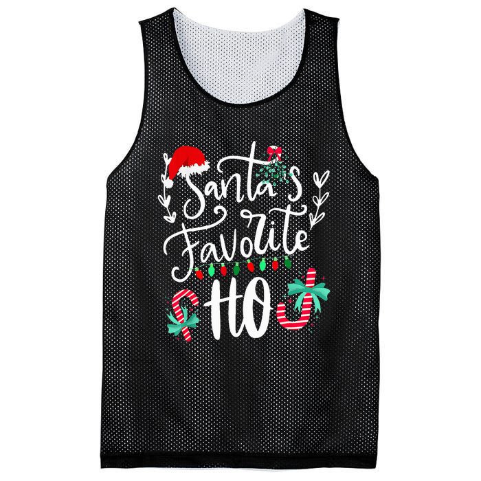 Santas Favorite Ho Funny Christmas Santa Hat Xmas Pajamas  Mesh Reversible Basketball Jersey Tank