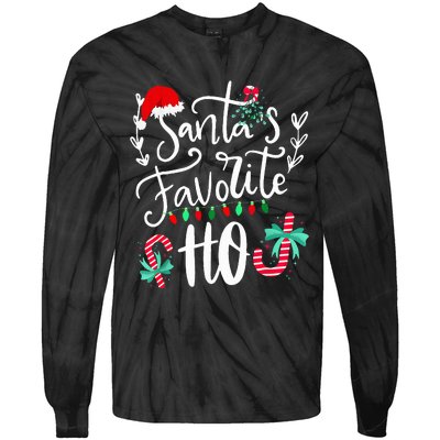 Santas Favorite Ho Funny Christmas Santa Hat Xmas Pajamas  Tie-Dye Long Sleeve Shirt