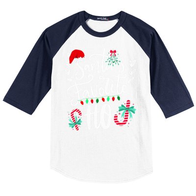 Santas Favorite Ho Funny Christmas Santa Hat Xmas Pajamas  Baseball Sleeve Shirt