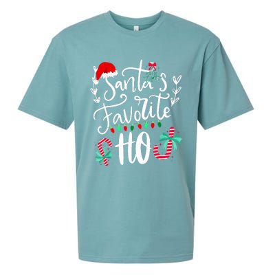 Santas Favorite Ho Funny Christmas Santa Hat Xmas Pajamas  Sueded Cloud Jersey T-Shirt