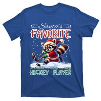 SantaS Favorite Hockey Player Raccoon Ice Hockey Christmas Gift T-Shirt