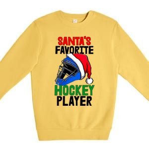 SantaS Favorite Hockey Player Funny Baseball Game Gift Premium Crewneck Sweatshirt