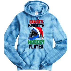 SantaS Favorite Hockey Player Funny Baseball Game Gift Tie Dye Hoodie