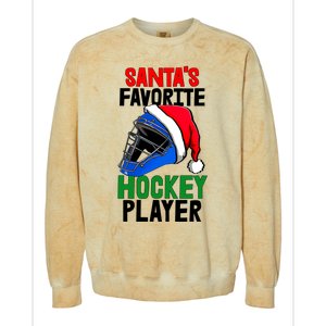 SantaS Favorite Hockey Player Funny Baseball Game Gift Colorblast Crewneck Sweatshirt