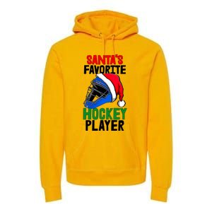 SantaS Favorite Hockey Player Funny Baseball Game Gift Premium Hoodie