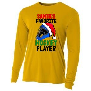 SantaS Favorite Hockey Player Funny Baseball Game Gift Cooling Performance Long Sleeve Crew