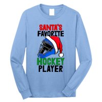 SantaS Favorite Hockey Player Funny Baseball Game Gift Long Sleeve Shirt