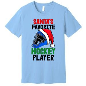 SantaS Favorite Hockey Player Funny Baseball Game Gift Premium T-Shirt