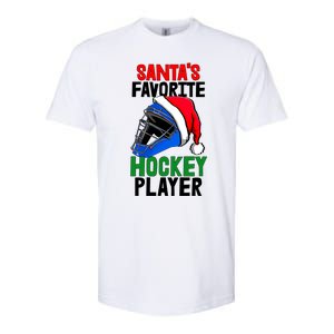 SantaS Favorite Hockey Player Funny Baseball Game Gift Softstyle CVC T-Shirt