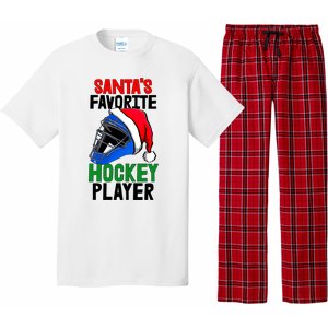 SantaS Favorite Hockey Player Funny Baseball Game Gift Pajama Set