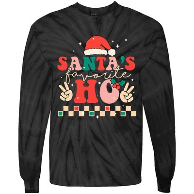 Santa's Favorite Ho Retro Christmas Holiday Sweater Tie-Dye Long Sleeve Shirt