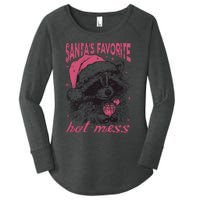 SantaS Favorite Hot Mess Funny Christmas Raccoon Women's Perfect Tri Tunic Long Sleeve Shirt