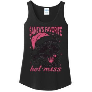 SantaS Favorite Hot Mess Funny Christmas Raccoon Ladies Essential Tank