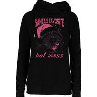 SantaS Favorite Hot Mess Funny Christmas Raccoon Womens Funnel Neck Pullover Hood