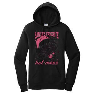 SantaS Favorite Hot Mess Funny Christmas Raccoon Women's Pullover Hoodie