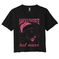 SantaS Favorite Hot Mess Funny Christmas Raccoon Women's Crop Top Tee