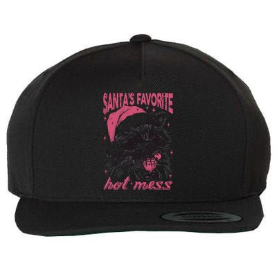 SantaS Favorite Hot Mess Funny Christmas Raccoon Wool Snapback Cap