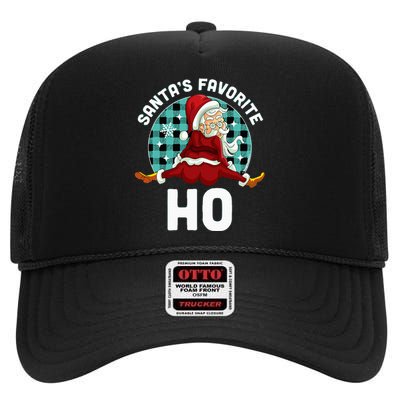 Santa's Favorite Ho  Xmas Naughty Santa Christmas Pajama High Crown Mesh Back Trucker Hat