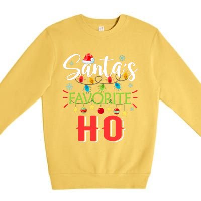 SantaS Favorite Ho Xmas Light Santa Hat Christmas Gift Premium Crewneck Sweatshirt