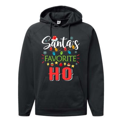 SantaS Favorite Ho Xmas Light Santa Hat Christmas Gift Performance Fleece Hoodie