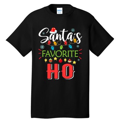 SantaS Favorite Ho Xmas Light Santa Hat Christmas Gift Tall T-Shirt