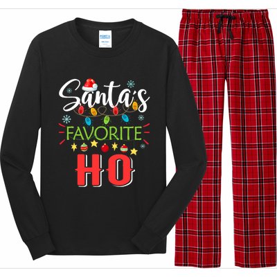 SantaS Favorite Ho Xmas Light Santa Hat Christmas Gift Long Sleeve Pajama Set